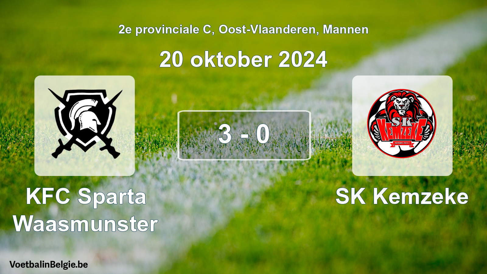 Gespeelde wedstrijd mannenvoetbal: KFC Sparta Waasmunster - SK Kemzeke 3 - 0 (20 oktober 2024)