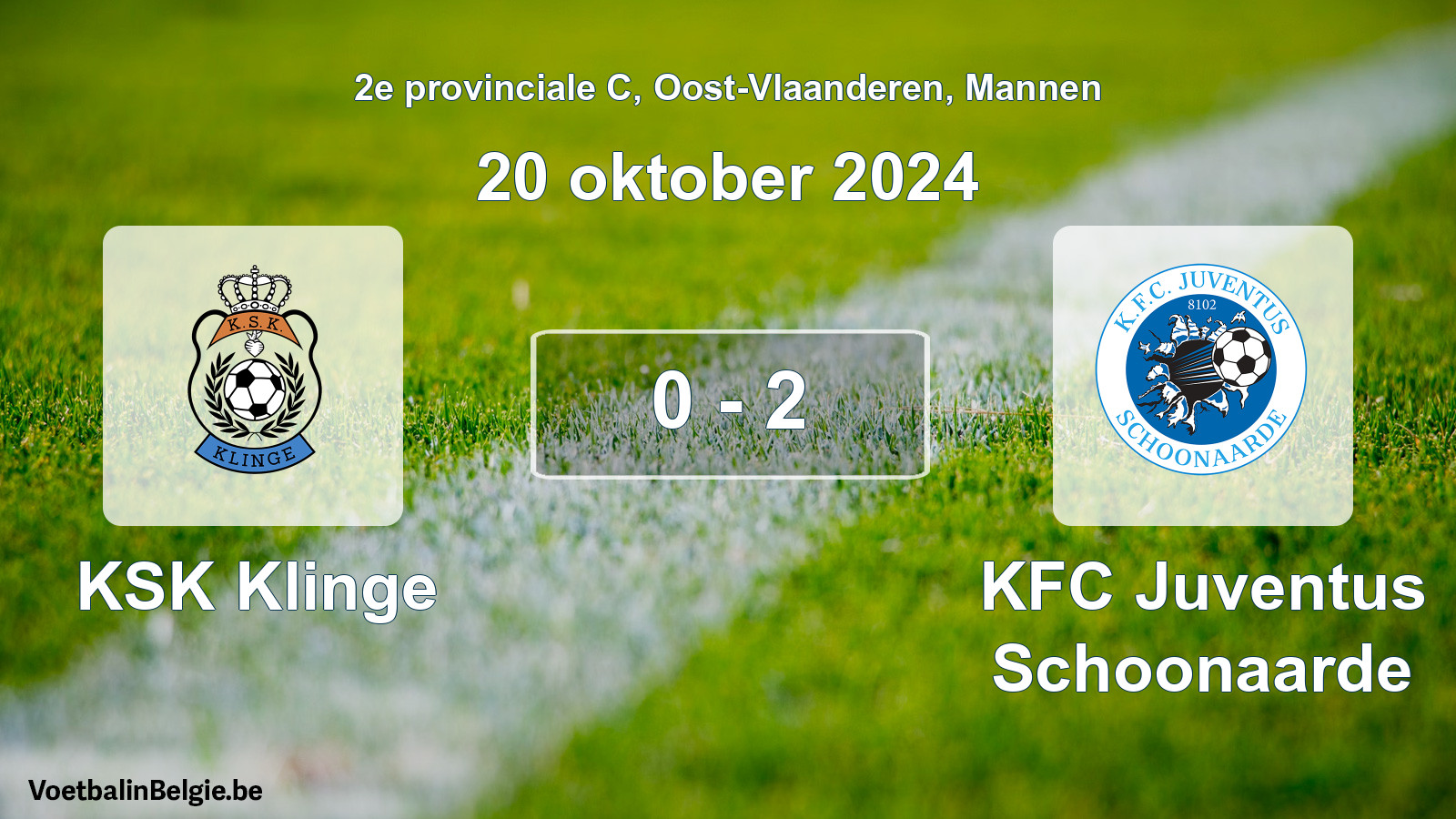 Gespeelde wedstrijd mannenvoetbal: KSK Klinge - KFC Juventus Schoonaarde 0 - 2 (20 oktober 2024)