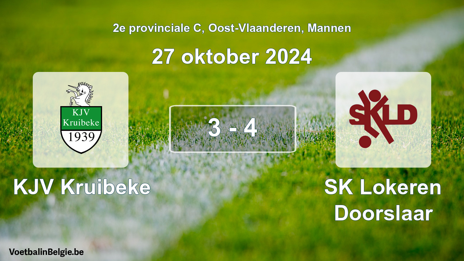 Gespieltes Spiel männer-Fußball: KJV Kruibeke - SK Lokeren Doorslaar 3 - 4 (27 Oktober 2024)