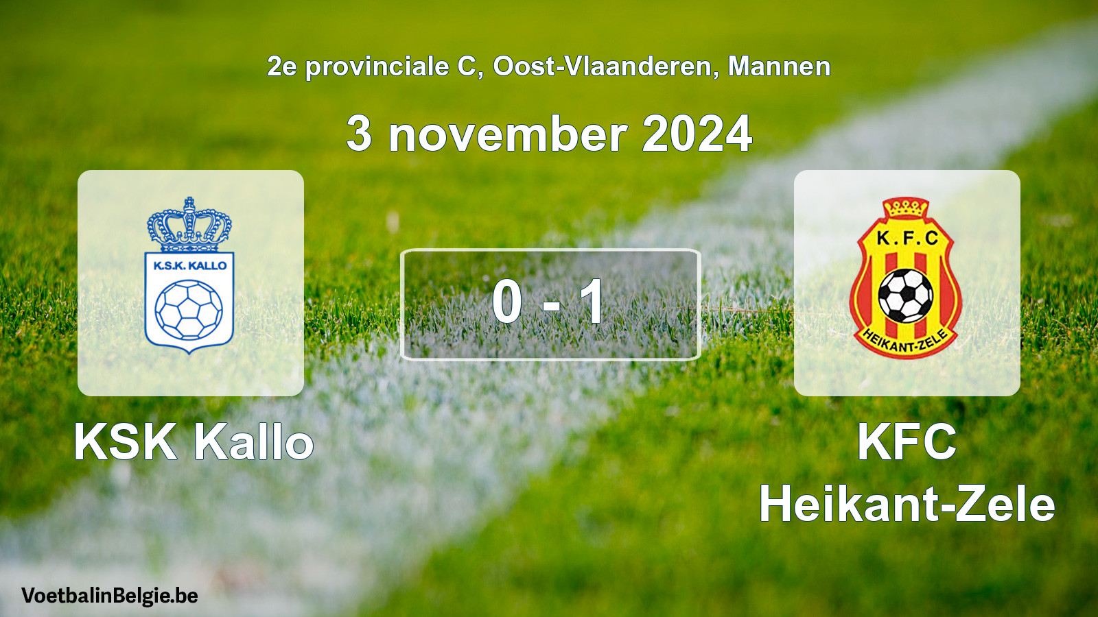 Played match men football: KSK Kallo - KFC Heikant-Zele 0 - 1 (3 November 2024)