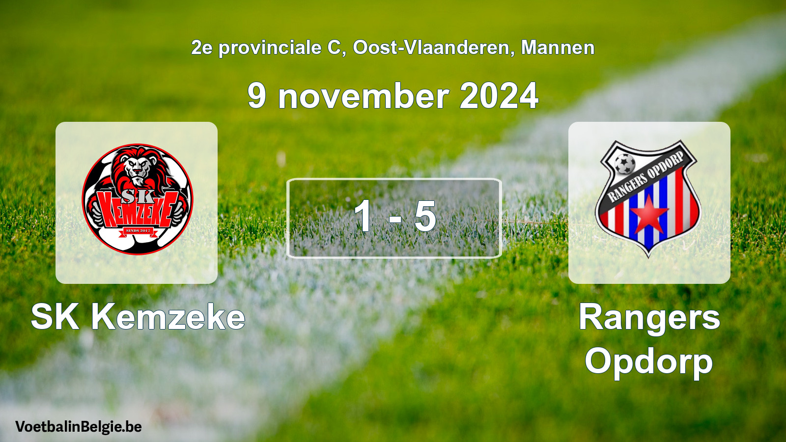 Gespeelde wedstrijd mannenvoetbal: SK Kemzeke - Rangers Opdorp 1 - 5 (9 november 2024)