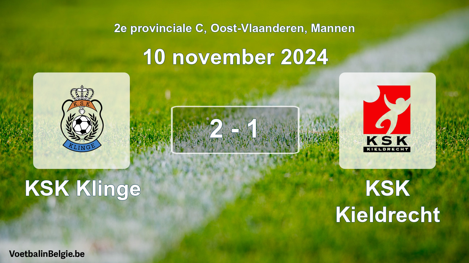Gespeelde wedstrijd mannenvoetbal: KSK Klinge - KSK Kieldrecht 2 - 1 (10 november 2024)