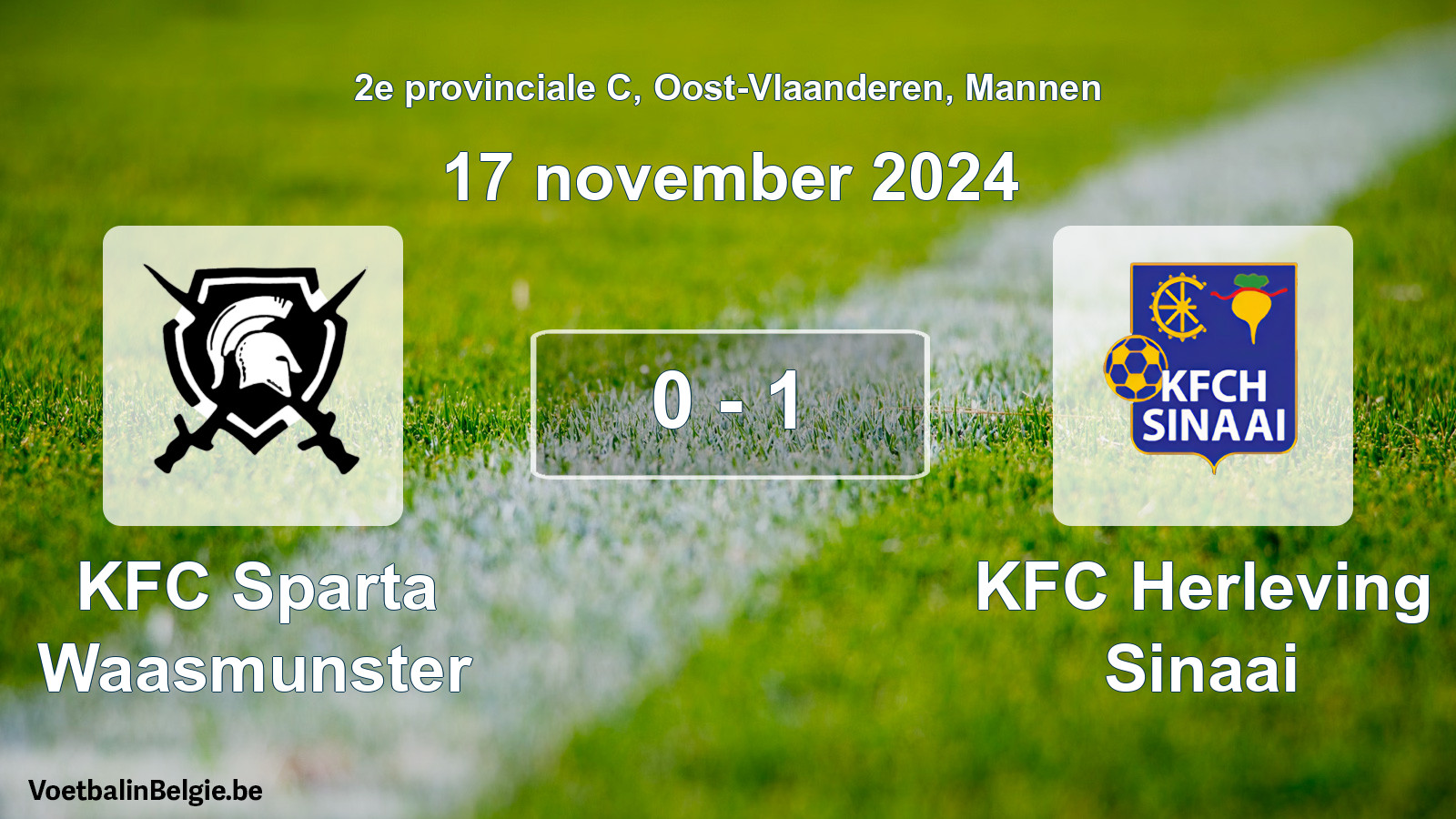Played match men football: KFC Sparta Waasmunster - KFC Herleving Sinaai 0 - 1 (17 November 2024)