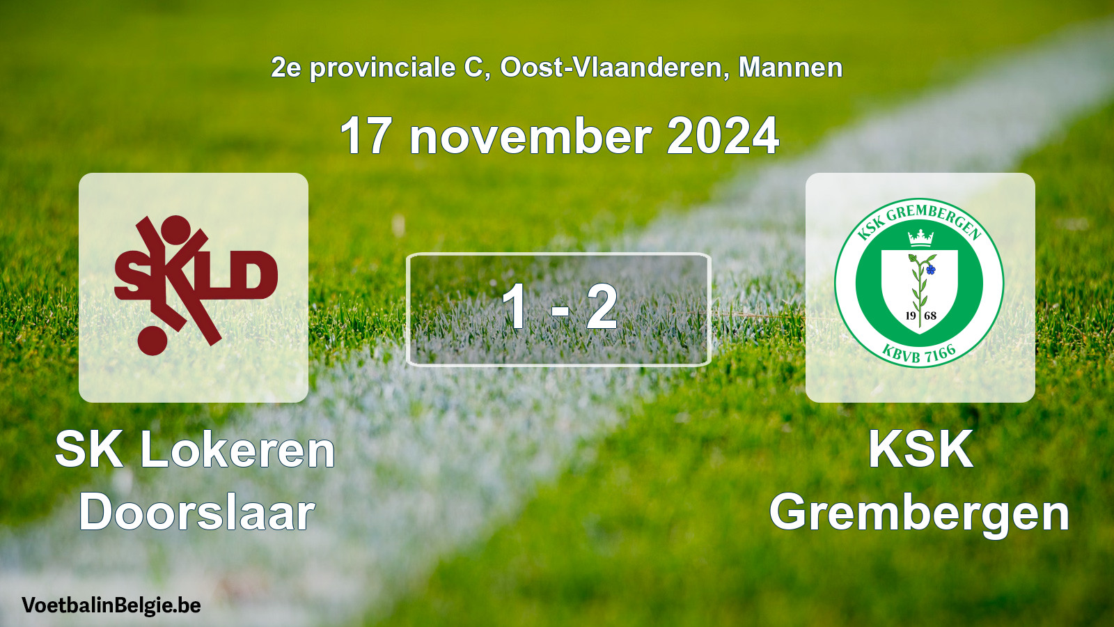 Gespeelde wedstrijd mannenvoetbal: SK Lokeren Doorslaar - KSK Grembergen 1 - 2 (17 november 2024)