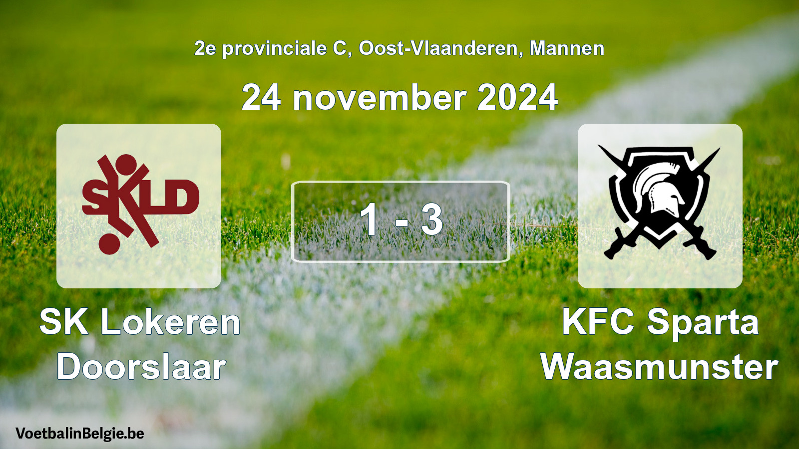 Match joué football hommes: SK Lokeren Doorslaar - KFC Sparta Waasmunster 1 - 3 (24 novembre 2024)