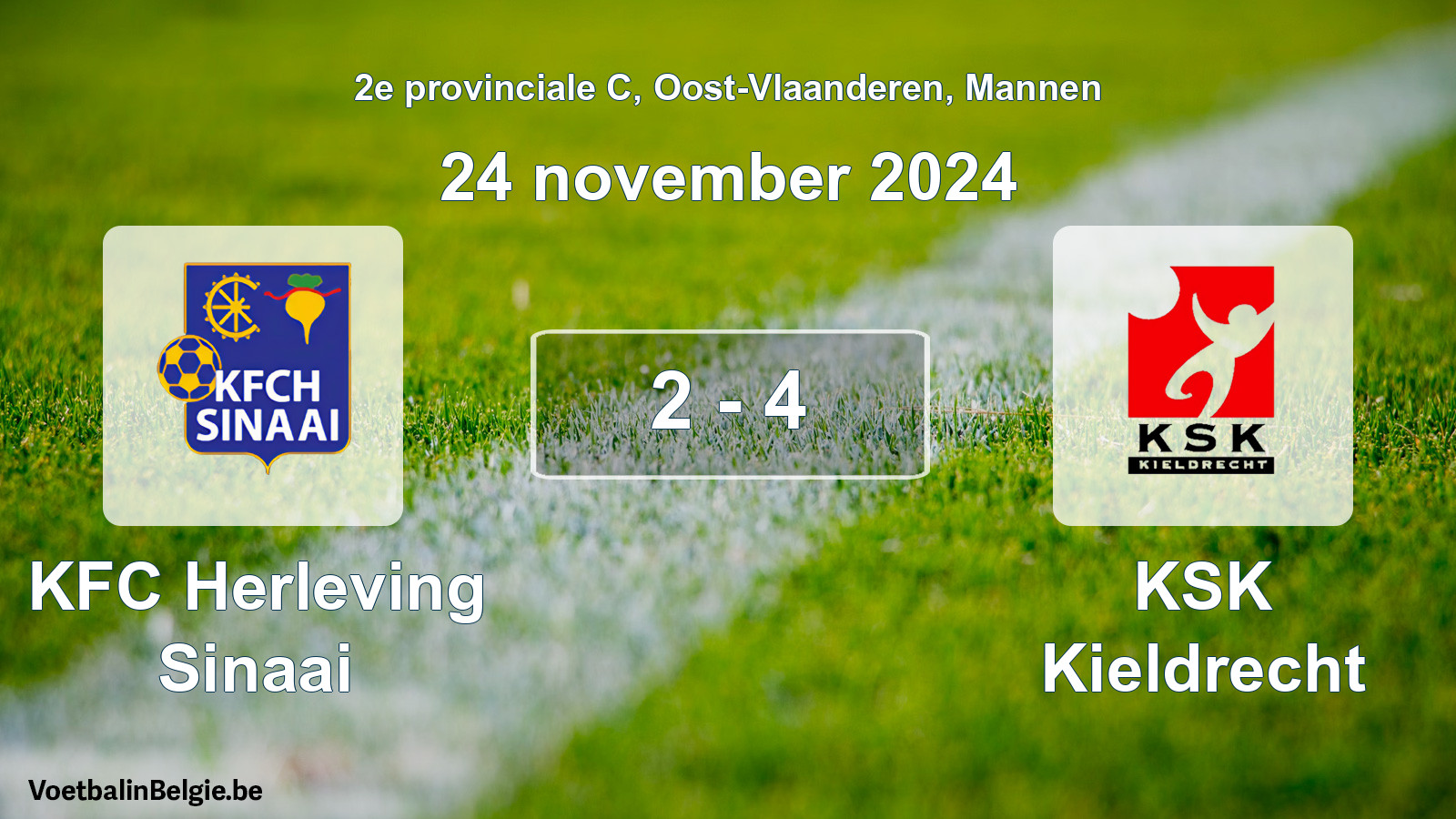 Gespeelde wedstrijd mannenvoetbal: KFC Herleving Sinaai - KSK Kieldrecht 2 - 4 (24 november 2024)