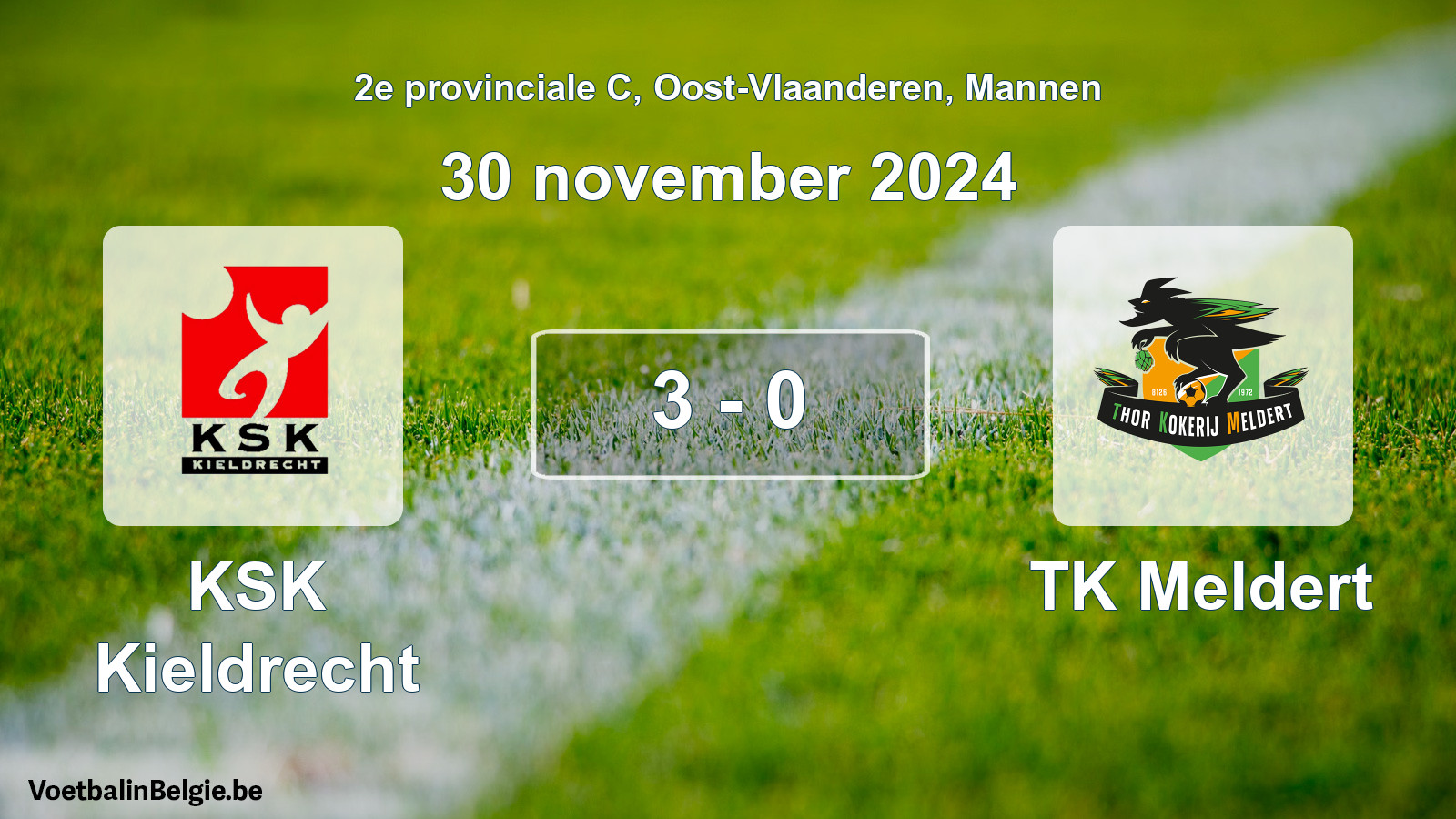 Gespeelde wedstrijd mannenvoetbal: KSK Kieldrecht - TK Meldert 3 - 0 (30 november 2024)
