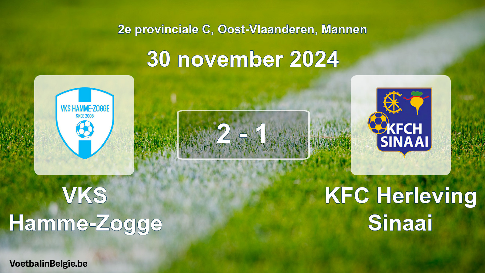 Gespeelde wedstrijd mannenvoetbal: VKS Hamme-Zogge - KFC Herleving Sinaai 2 - 1 (30 november 2024)