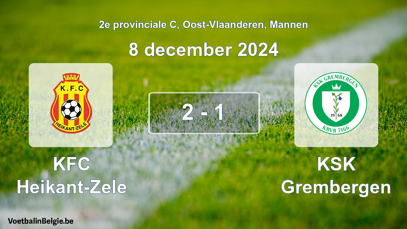 Gespeelde wedstrijd mannenvoetbal: KFC Heikant-Zele - KSK Grembergen 2 - 1 (8 december 2024)