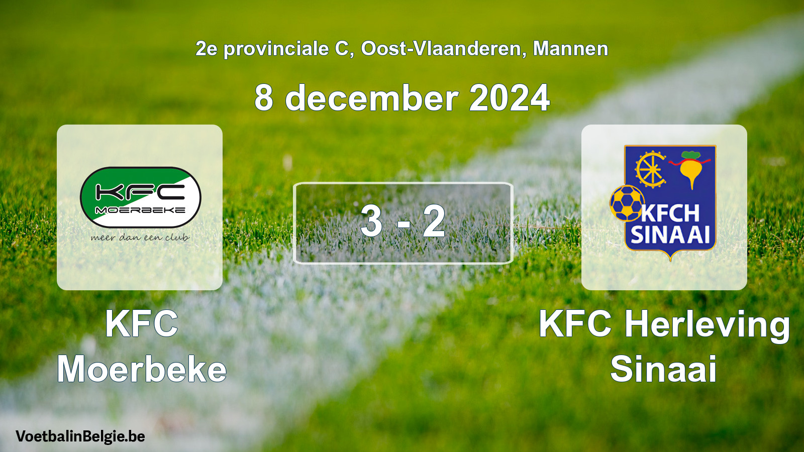 Gespeelde wedstrijd mannenvoetbal: KFC Moerbeke - KFC Herleving Sinaai 3 - 2 (8 december 2024)