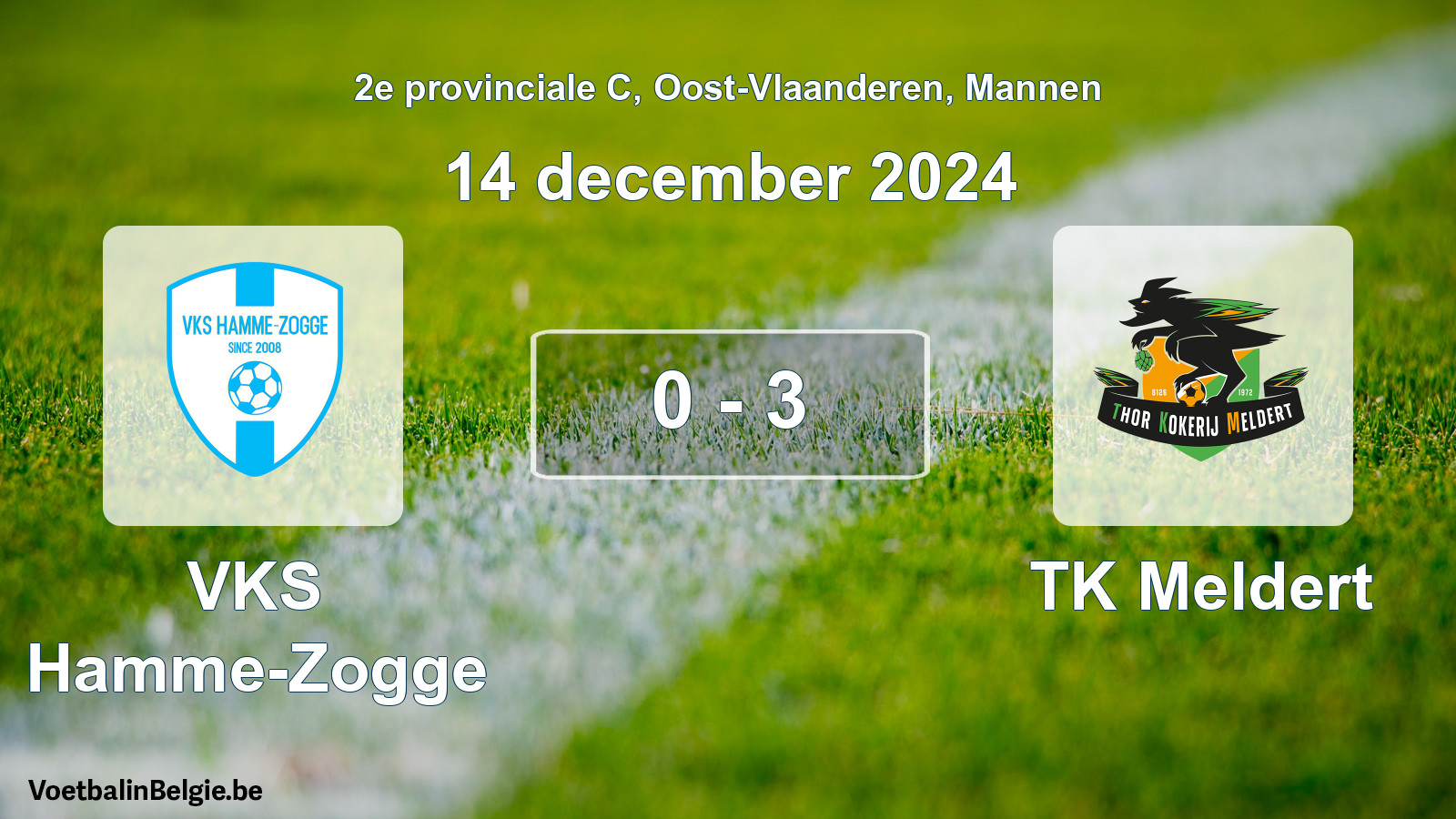 Gespeelde wedstrijd mannenvoetbal: VKS Hamme-Zogge - TK Meldert 0 - 3 (14 december 2024)