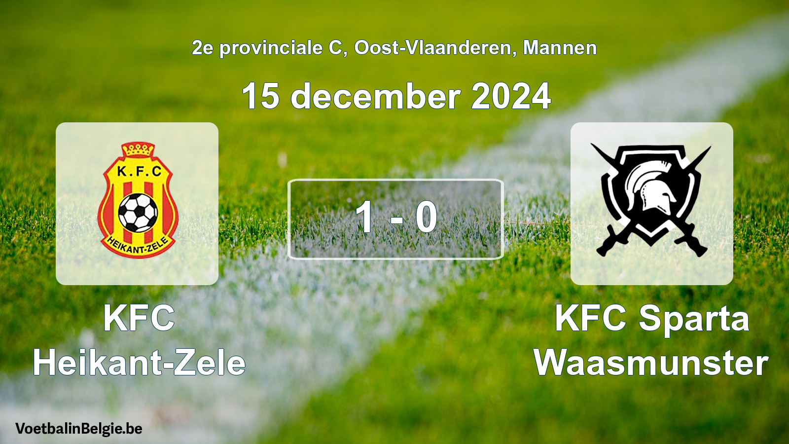 Played match men football: KFC Heikant-Zele - KFC Sparta Waasmunster 1 - 0 (15 December 2024)