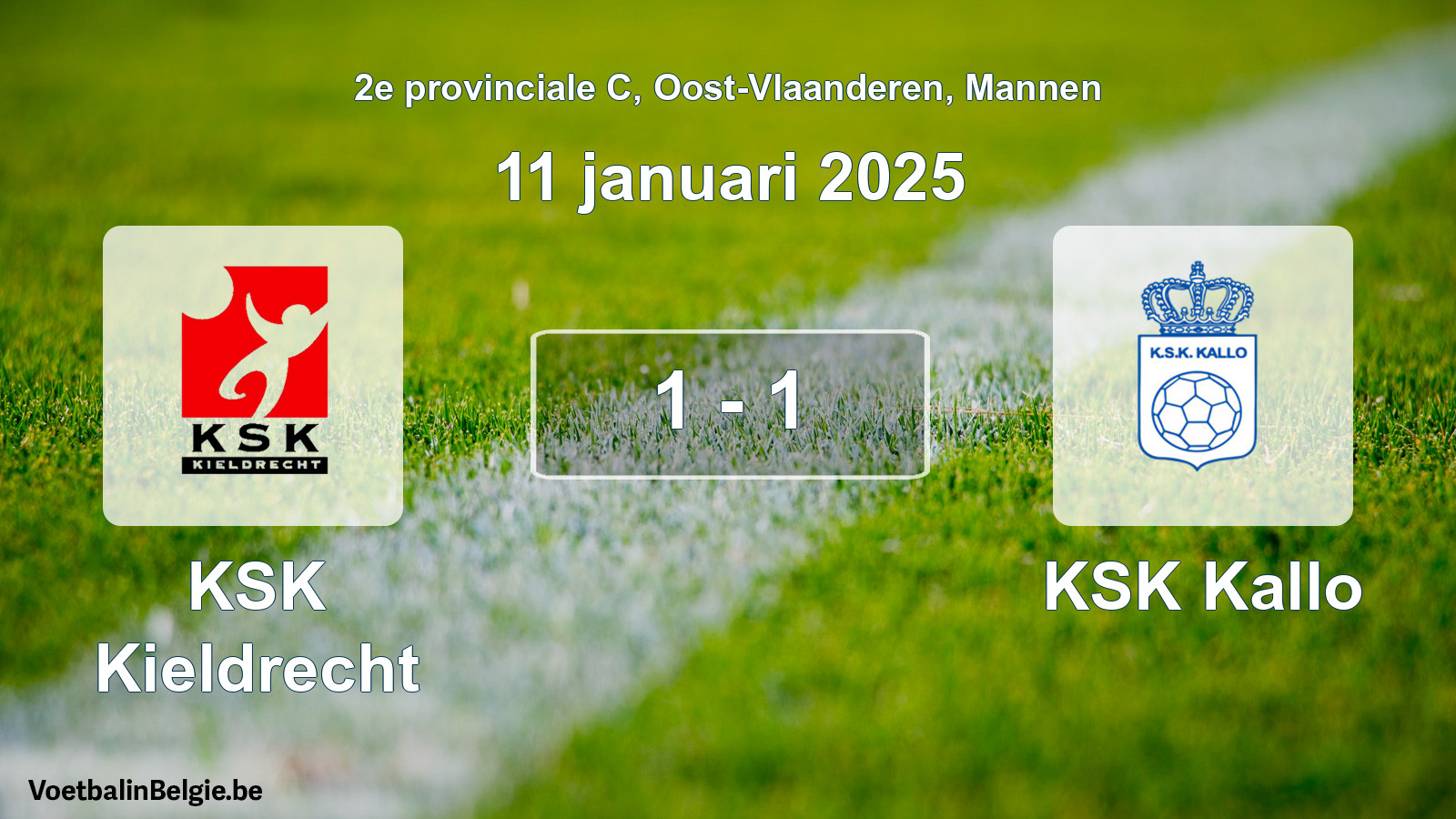 Gespeelde wedstrijd mannenvoetbal: KSK Kieldrecht - KSK Kallo 1 - 1 (11 januari 2025)