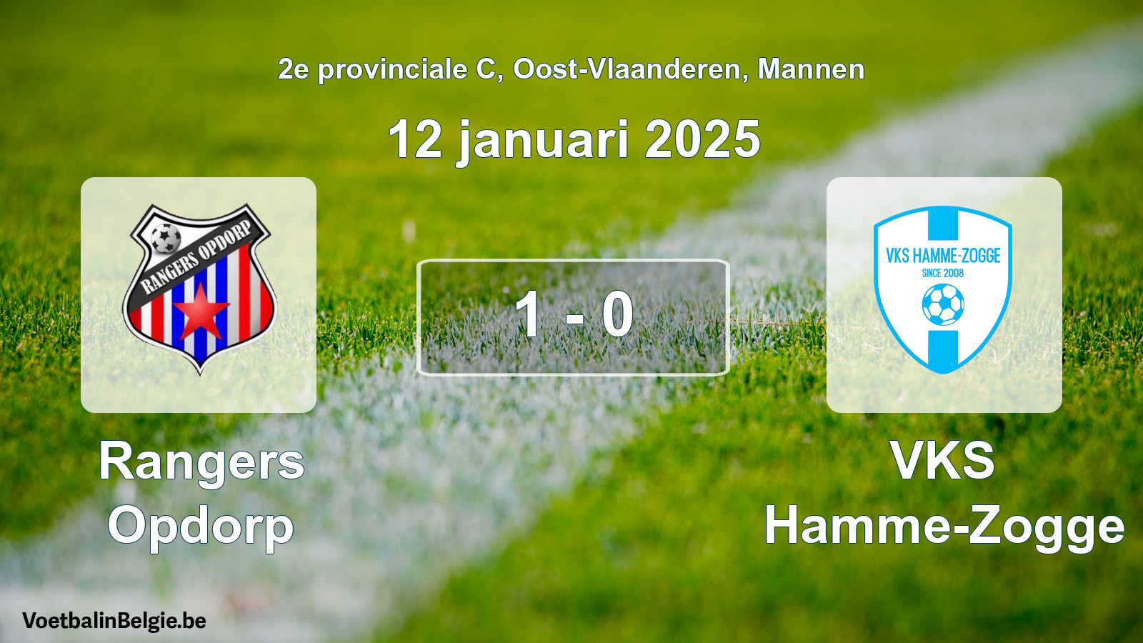 Gespeelde wedstrijd mannenvoetbal: Rangers Opdorp - VKS Hamme-Zogge 1 - 0 (12 januari 2025)