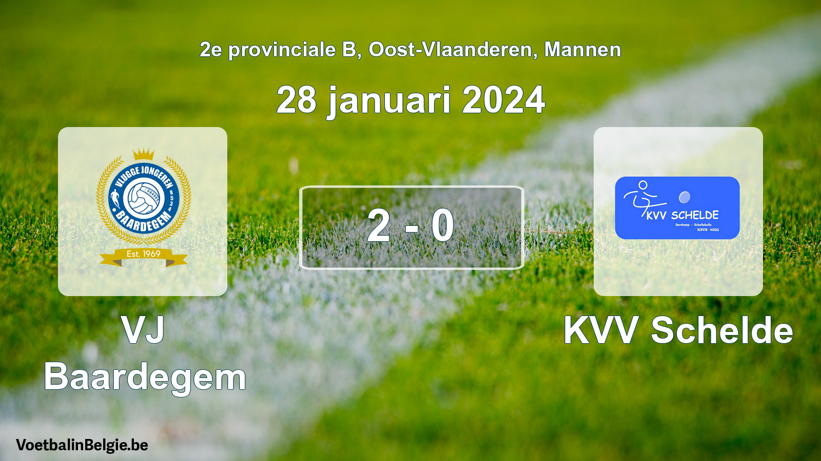 Gespeelde wedstrijd mannenvoetbal: VJ Baardegem - KVV Schelde 2 - 0 (28 januari 2024)