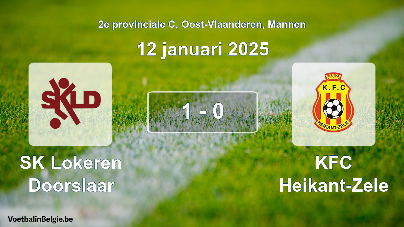 Gespieltes Spiel männer-Fußball: SK Lokeren Doorslaar - KFC Heikant-Zele 1 - 0 (12 Januar 2025)