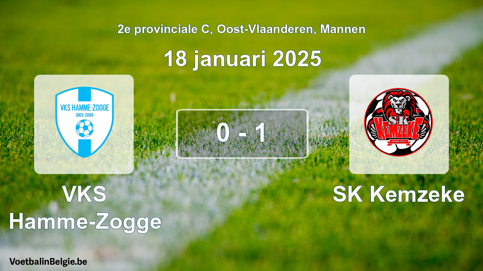 Gespeelde wedstrijd mannenvoetbal: VKS Hamme-Zogge - SK Kemzeke 0 - 1 (18 januari 2025)