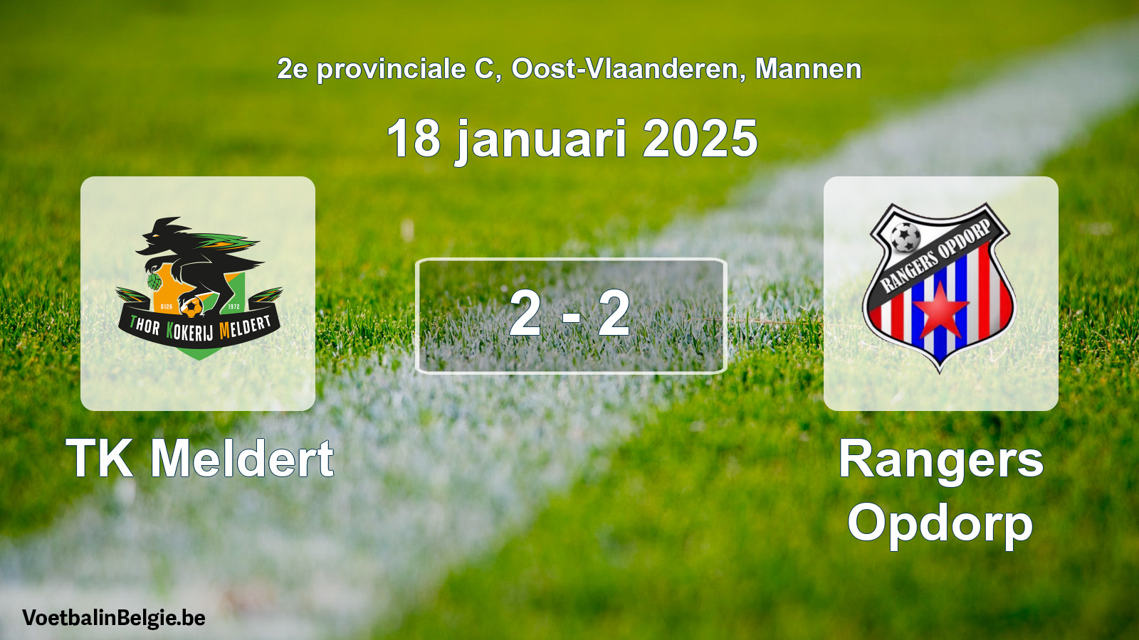Gespeelde wedstrijd mannenvoetbal: TK Meldert - Rangers Opdorp 2 - 2 (18 januari 2025)