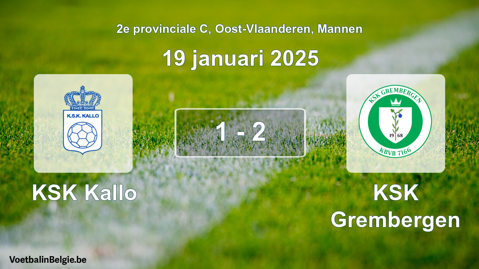 Gespeelde wedstrijd mannenvoetbal: KSK Kallo - KSK Grembergen 1 - 2 (19 januari 2025)