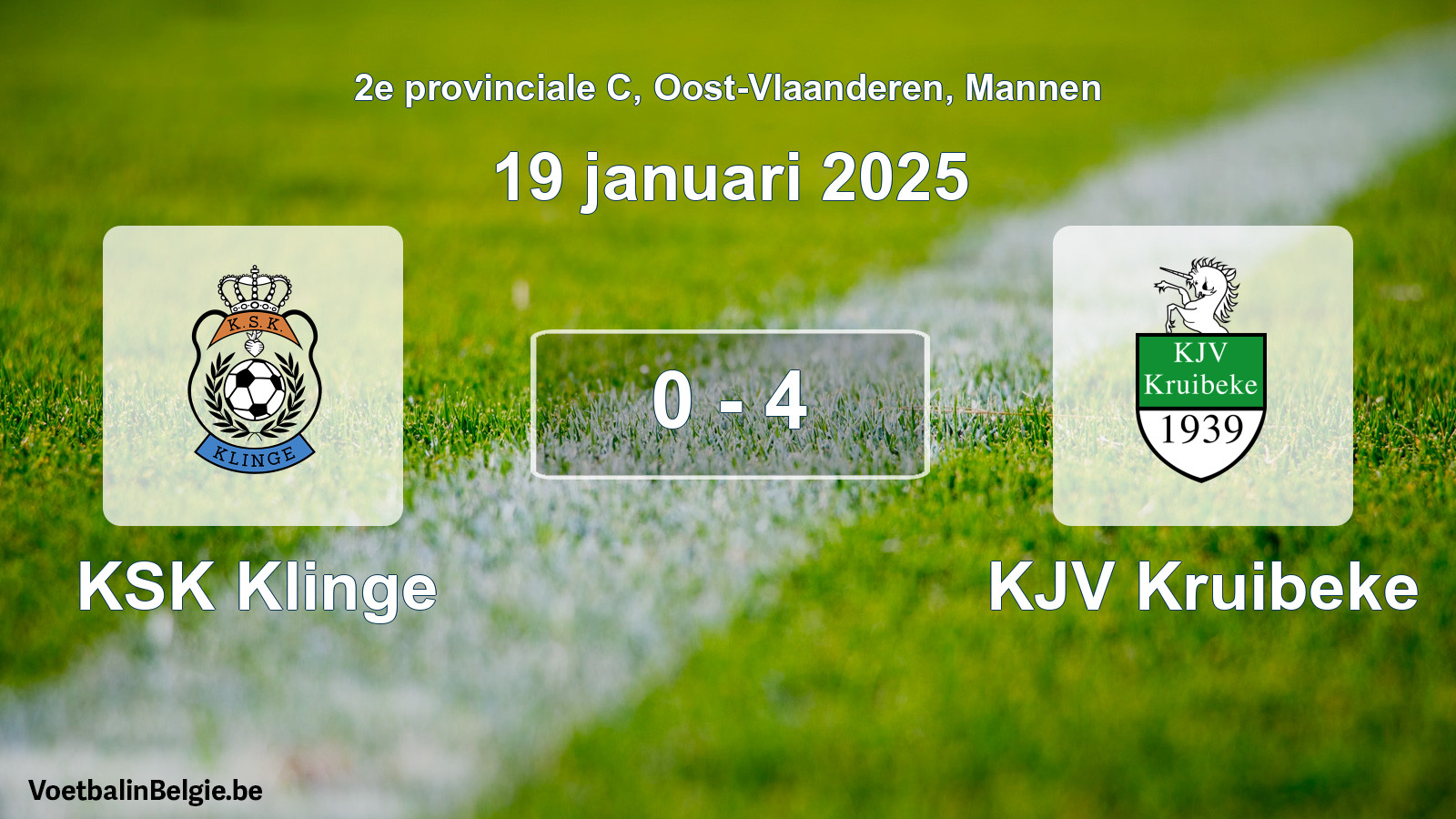 Played match men football: KSK Klinge - KJV Kruibeke 0 - 4 (19 January 2025)