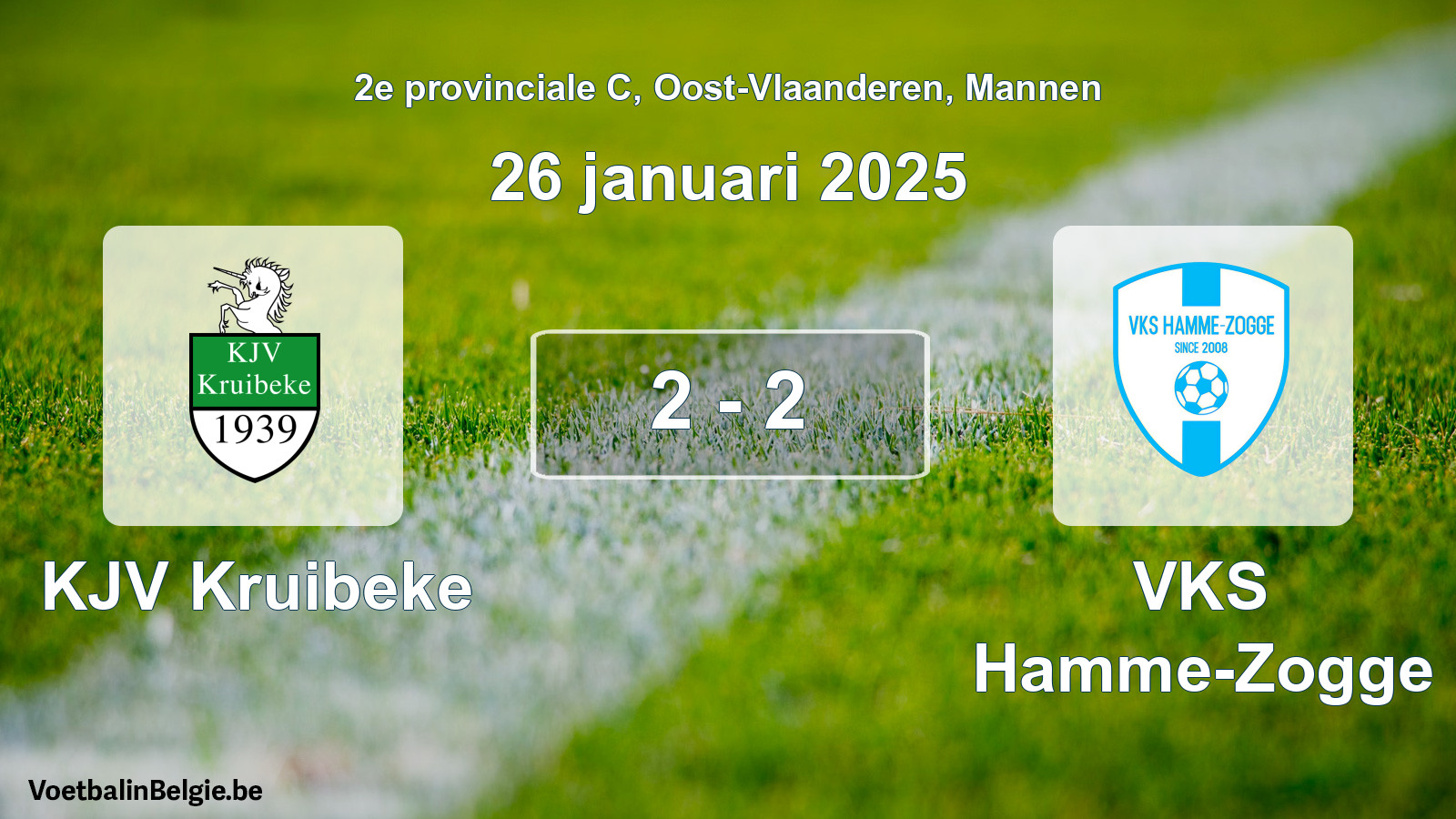 Gespeelde wedstrijd mannenvoetbal: KJV Kruibeke - VKS Hamme-Zogge 2 - 2 (26 januari 2025)