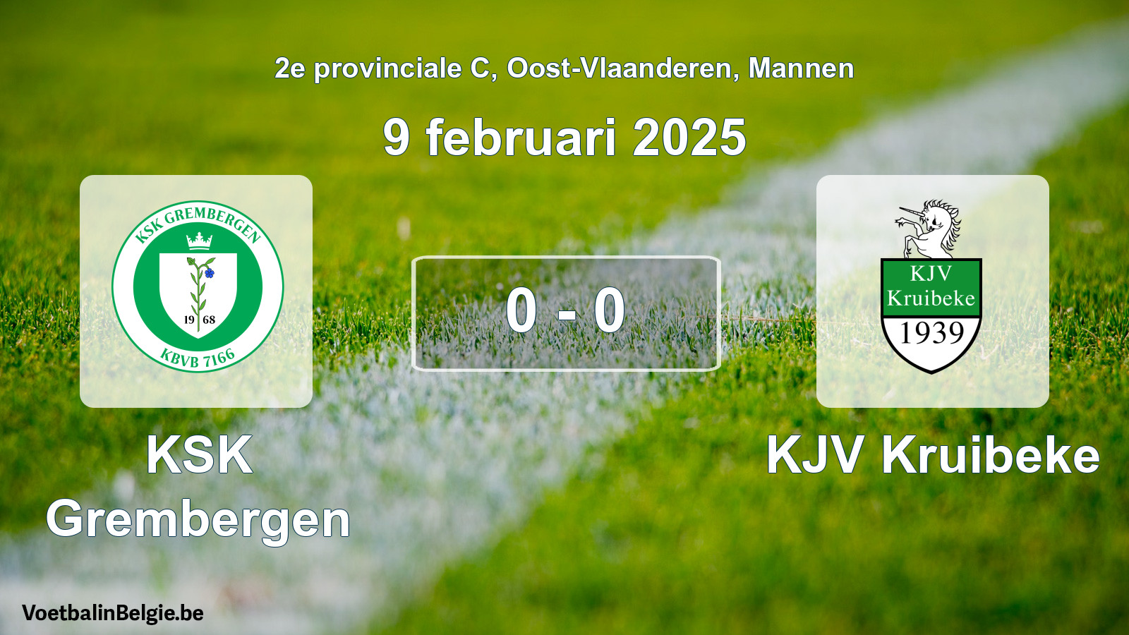 Gespeelde wedstrijd mannenvoetbal: KSK Grembergen - KJV Kruibeke 0 - 0 (9 februari 2025)