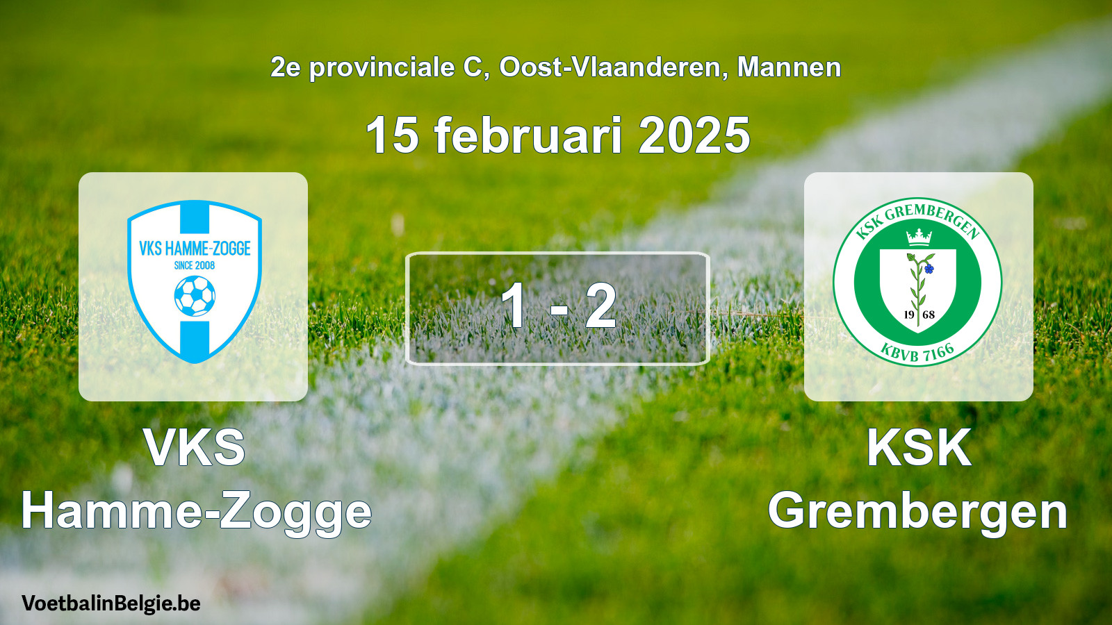 Gespeelde wedstrijd mannenvoetbal: VKS Hamme-Zogge - KSK Grembergen 1 - 2 (15 februari 2025)