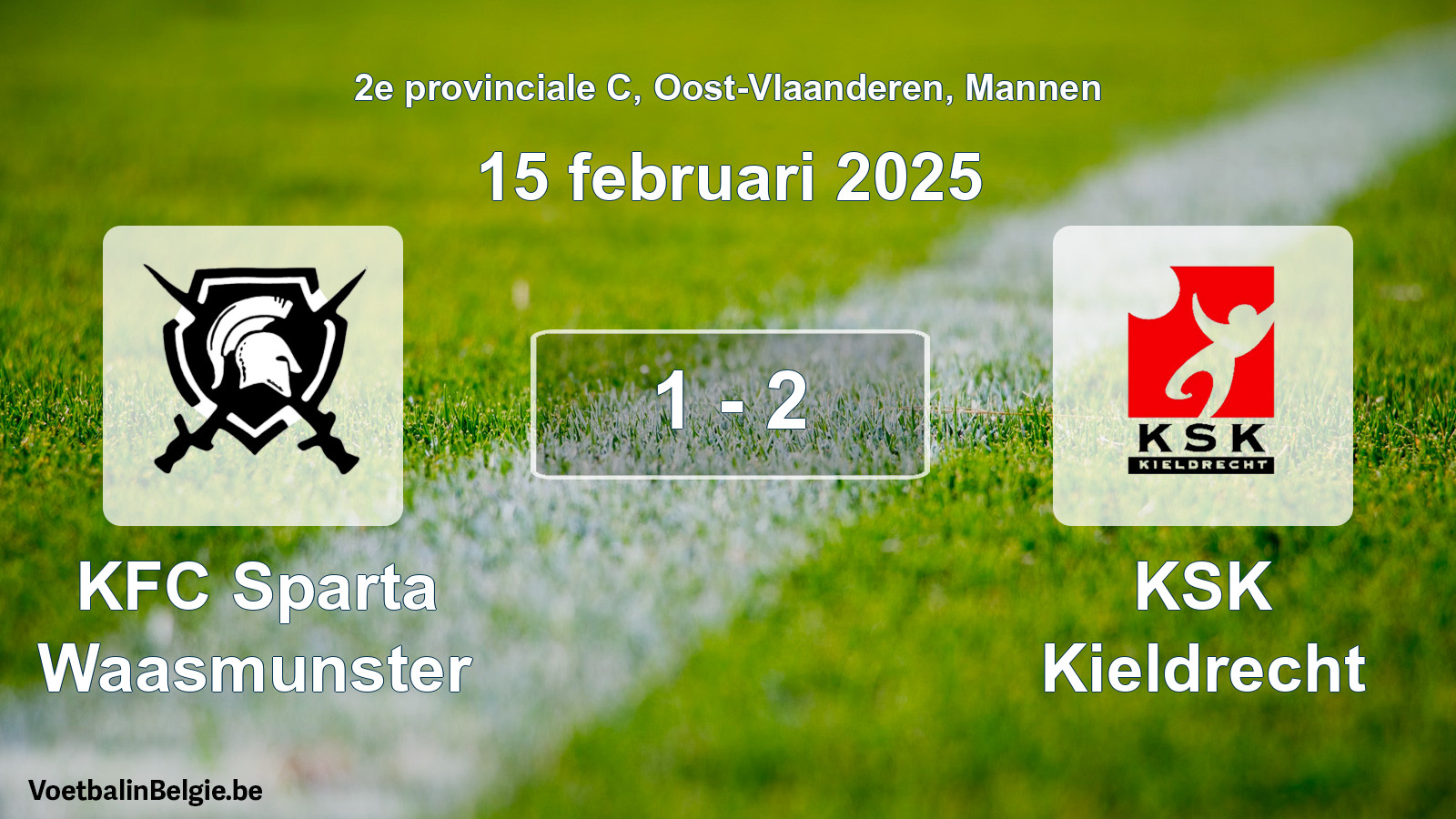 Gespeelde wedstrijd mannenvoetbal: KFC Sparta Waasmunster - KSK Kieldrecht 1 - 2 (15 februari 2025)