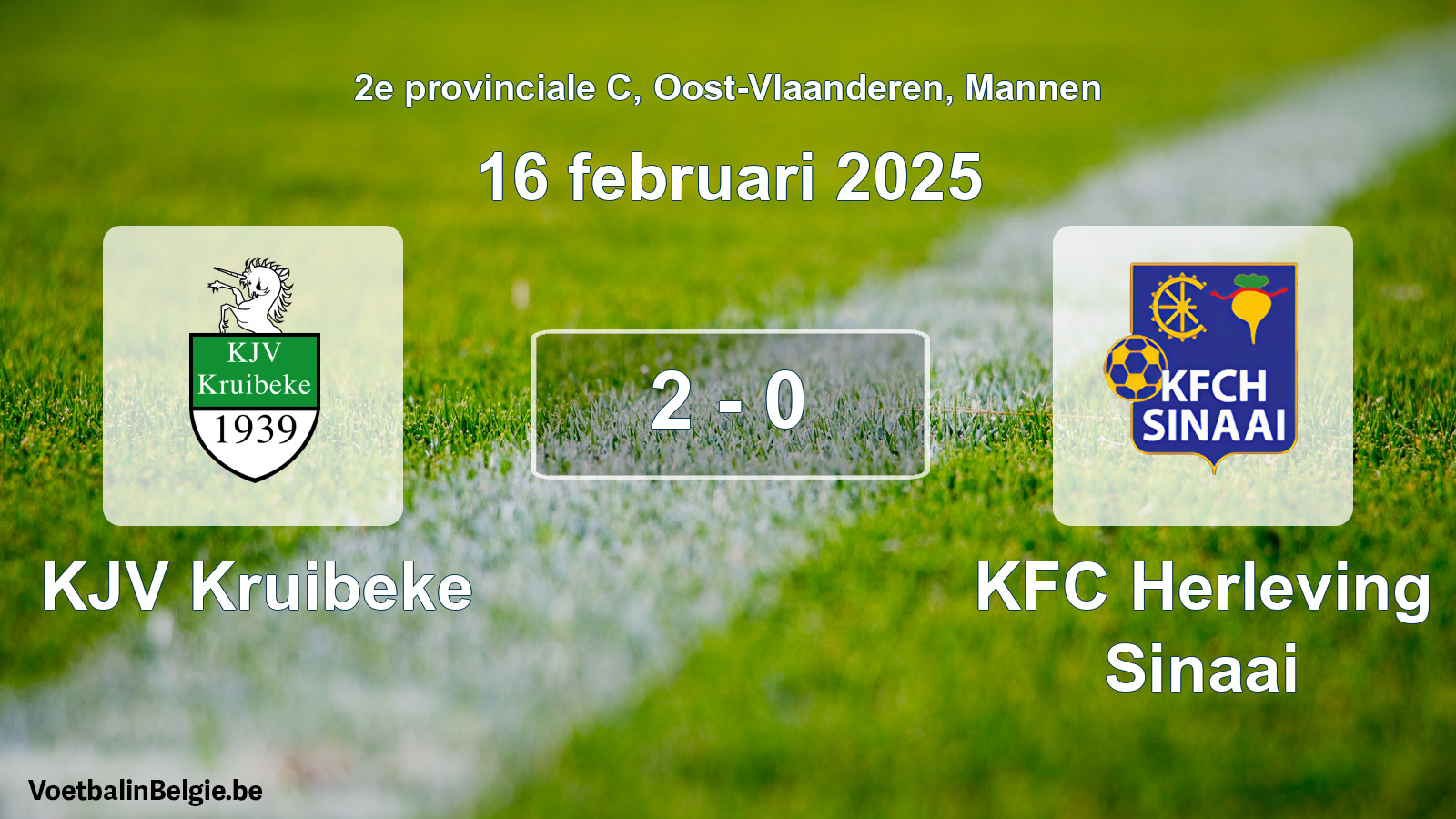 Gespieltes Spiel männer-Fußball: KJV Kruibeke - KFC Herleving Sinaai 2 - 0 (16 Februar 2025)