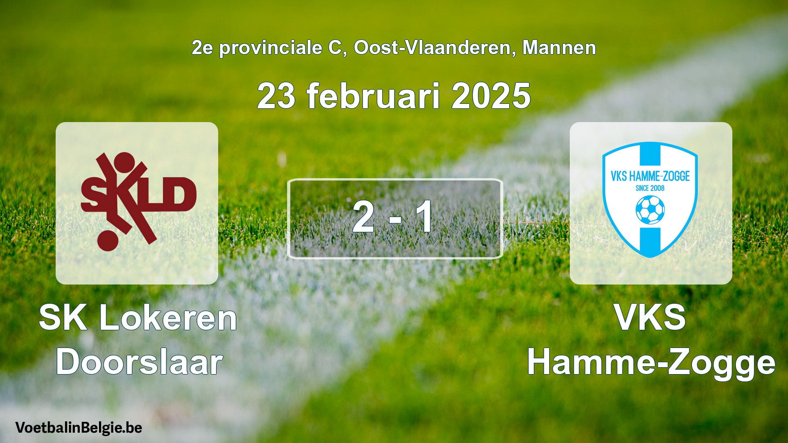 Gespeelde wedstrijd mannenvoetbal: SK Lokeren Doorslaar - VKS Hamme-Zogge 2 - 1 (23 februari 2025)