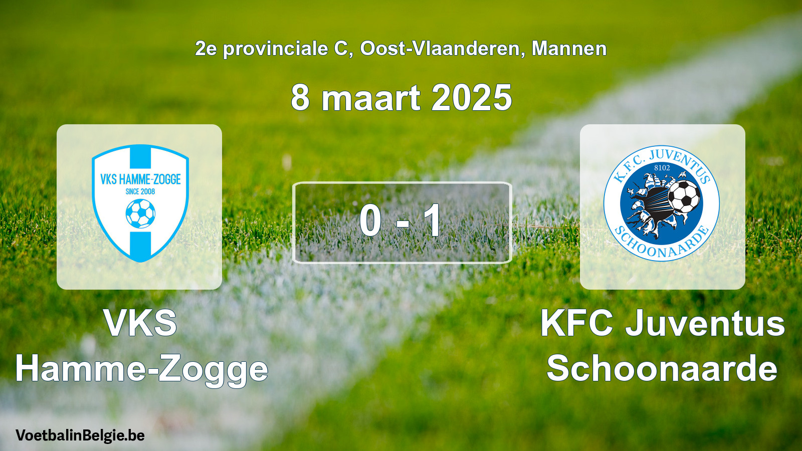Gespeelde wedstrijd mannenvoetbal: VKS Hamme-Zogge - KFC Juventus Schoonaarde 0 - 1 (8 maart 2025)