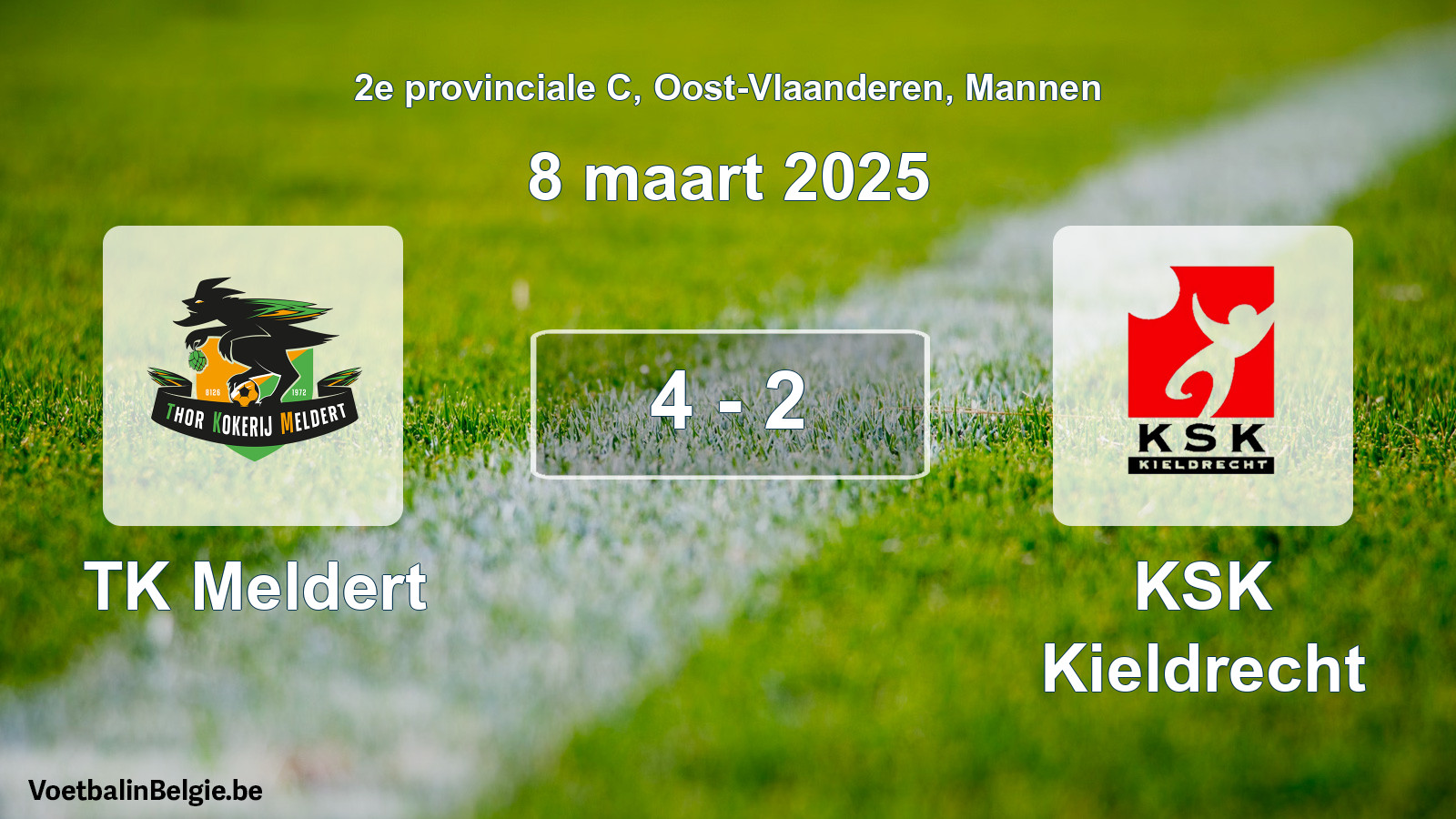 Gespeelde wedstrijd mannenvoetbal: TK Meldert - KSK Kieldrecht 4 - 2 (8 maart 2025)