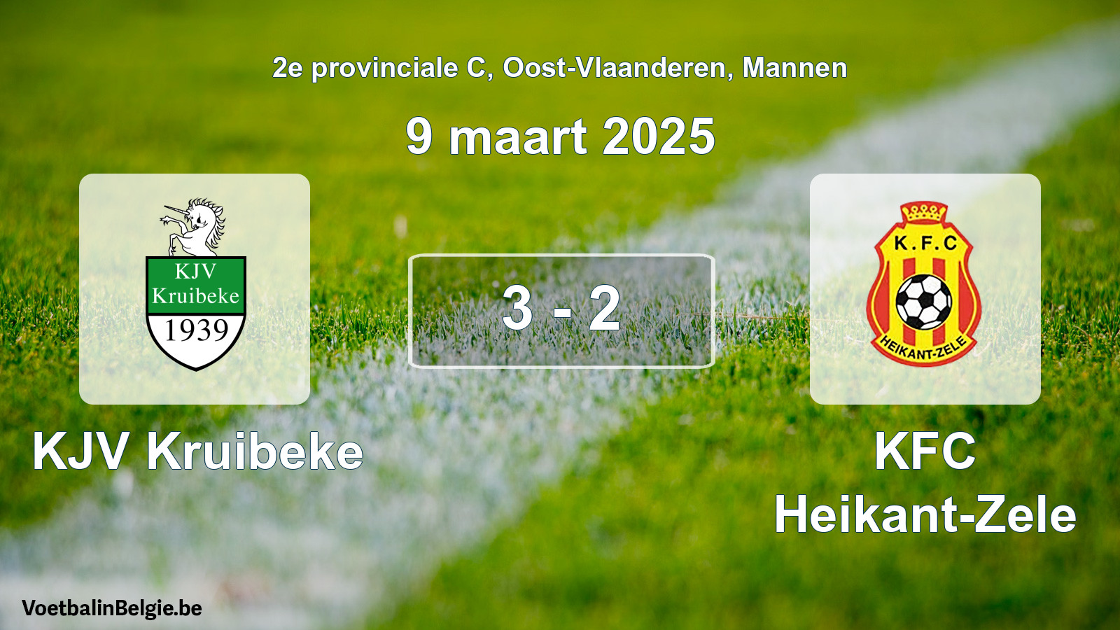 Played match men football: KJV Kruibeke - KFC Heikant-Zele 3 - 2 (9 March 2025)