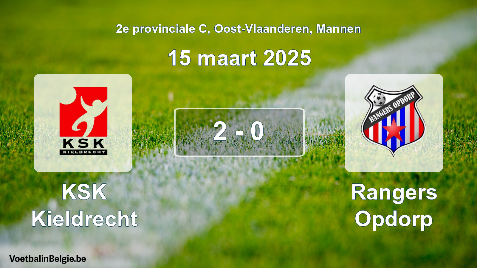 Gespeelde wedstrijd mannenvoetbal: KSK Kieldrecht - Rangers Opdorp 2 - 0 (15 maart 2025)