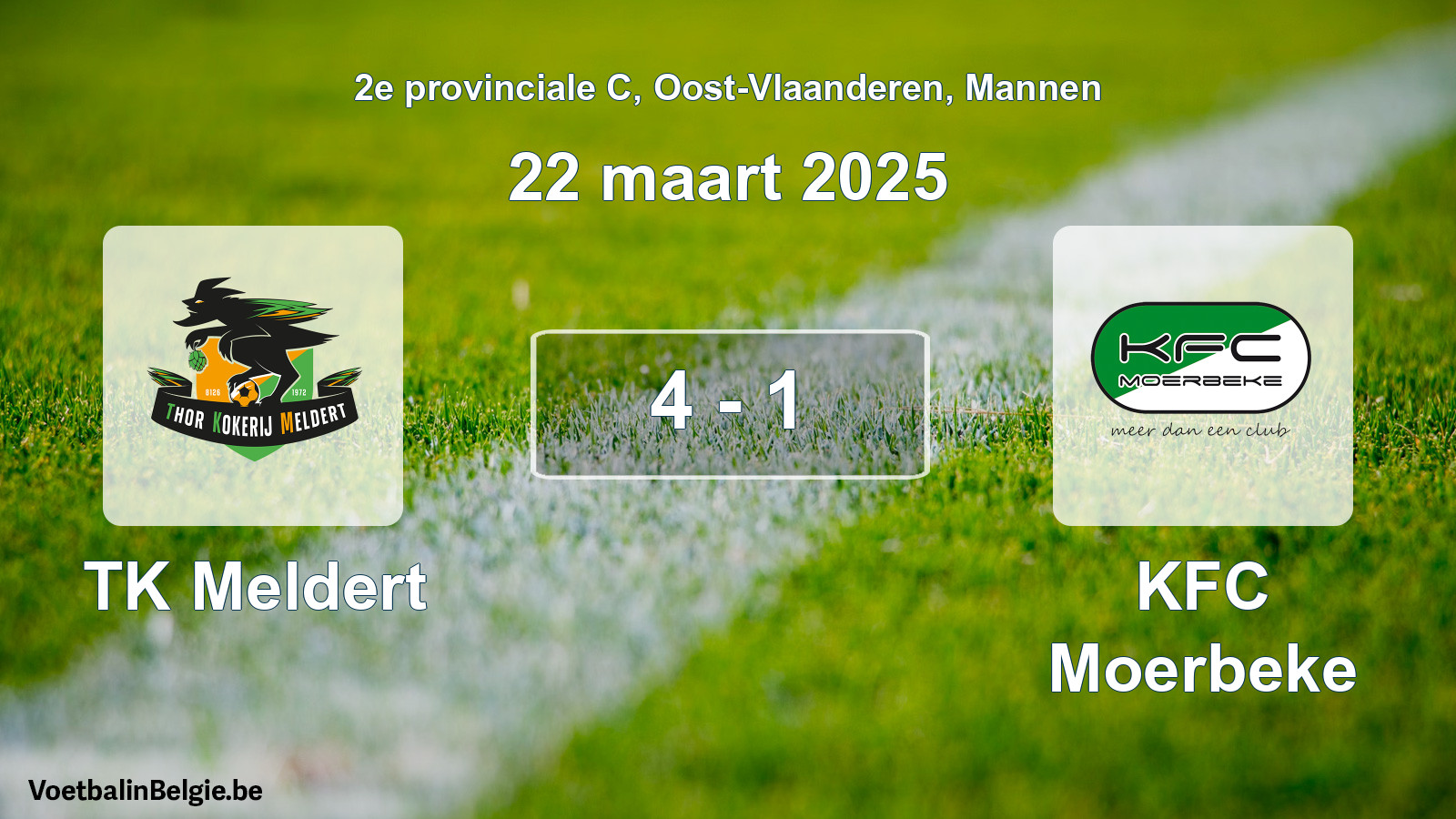 Gespeelde wedstrijd mannenvoetbal: TK Meldert - KFC Moerbeke 4 - 1 (22 maart 2025)
