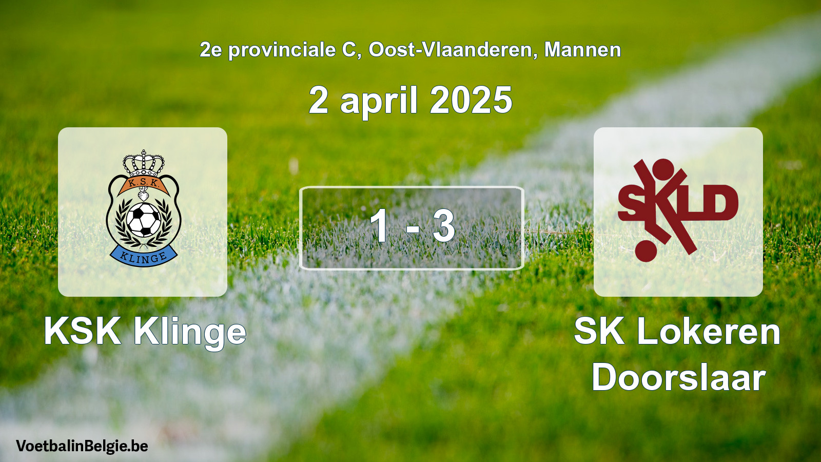 Gespieltes Spiel männer-Fußball: KSK Klinge - SK Lokeren Doorslaar 1 - 3 (2 April 2025)