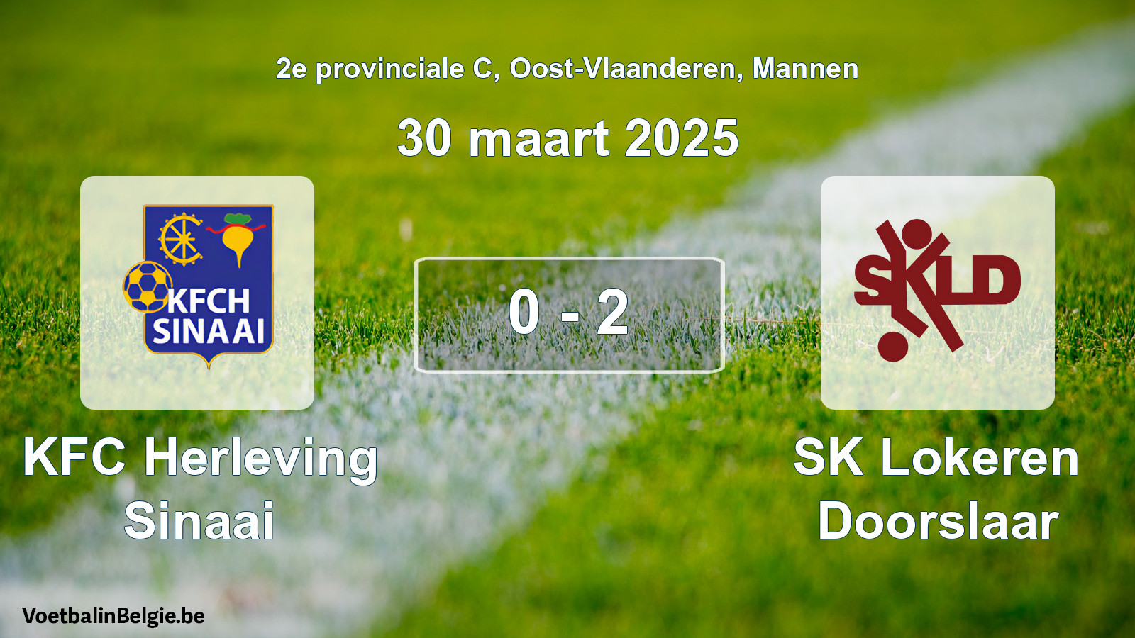 Gespeelde wedstrijd mannenvoetbal: KFC Herleving Sinaai - SK Lokeren Doorslaar 0 - 2 (30 maart 2025)