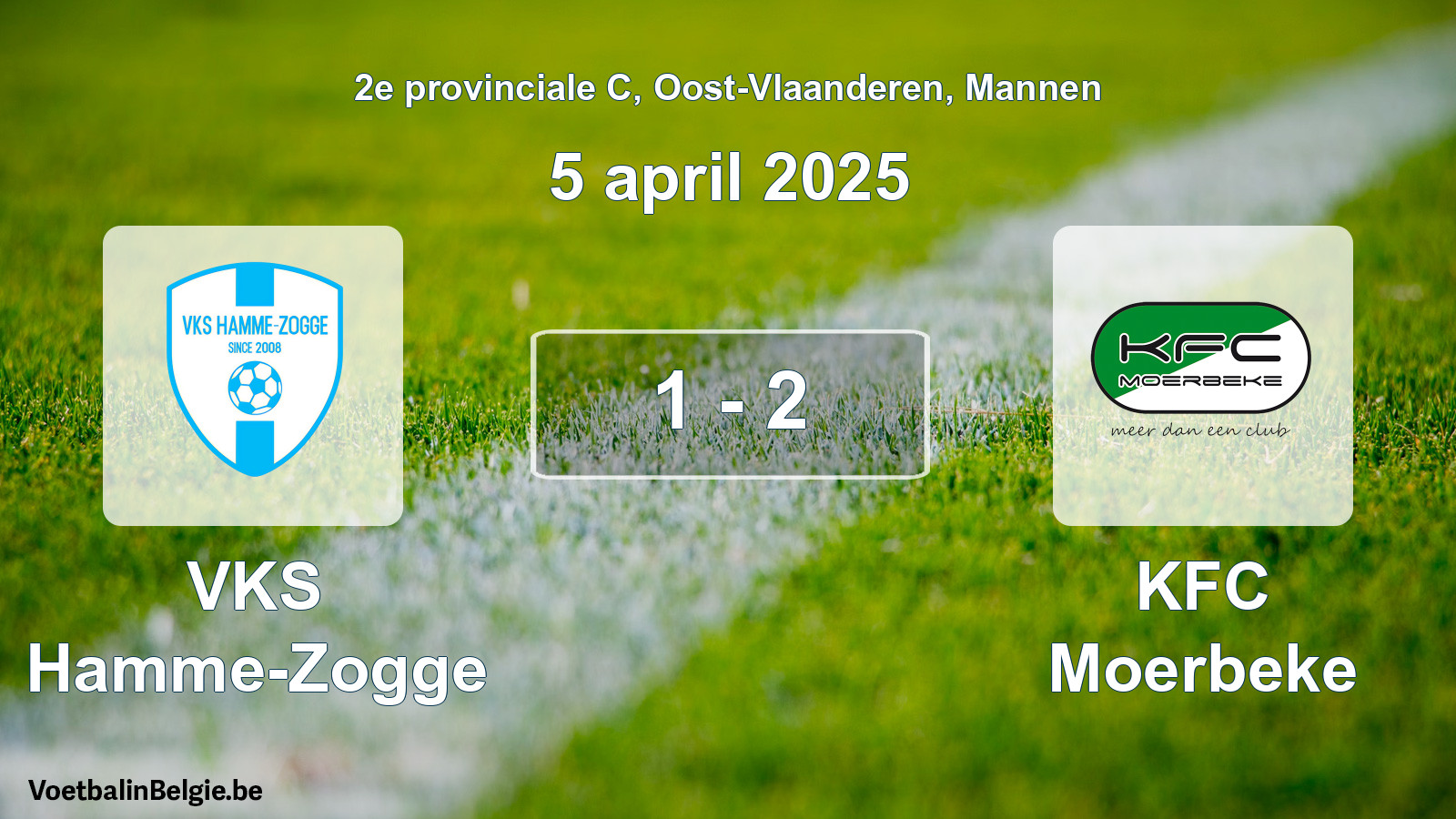 Gespeelde wedstrijd mannenvoetbal: VKS Hamme-Zogge - KFC Moerbeke 1 - 2 (5 april 2025)