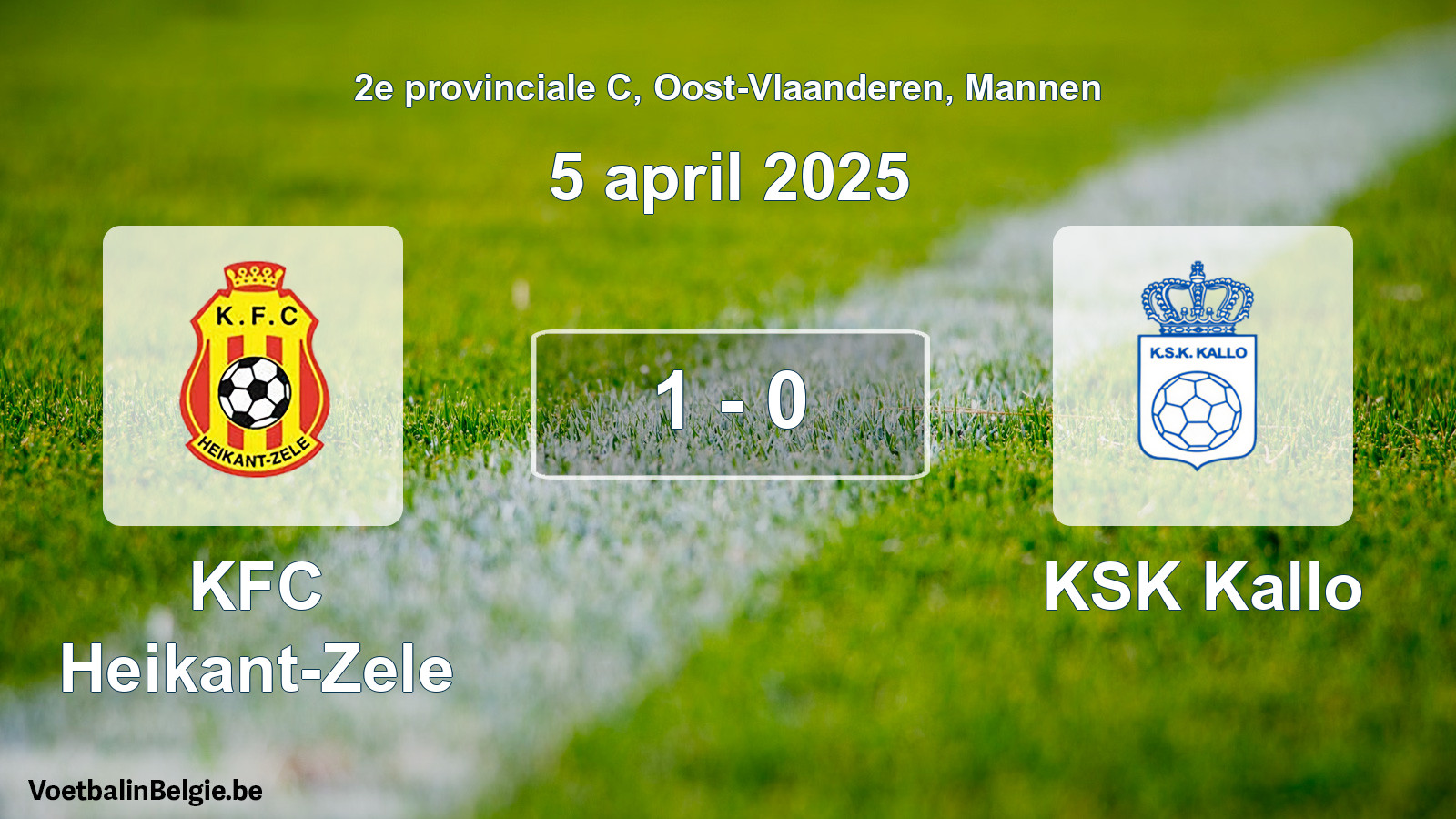 Played match men football: KFC Heikant-Zele - KSK Kallo 1 - 0 (5 April 2025)