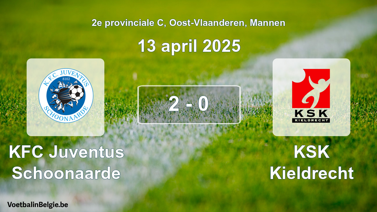 Gespeelde wedstrijd mannenvoetbal: KFC Juventus Schoonaarde - KSK Kieldrecht 2 - 0 (13 april 2025)