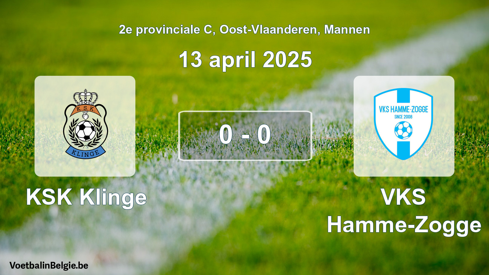 Gespeelde wedstrijd mannenvoetbal: KSK Klinge - VKS Hamme-Zogge 0 - 0 (13 april 2025)