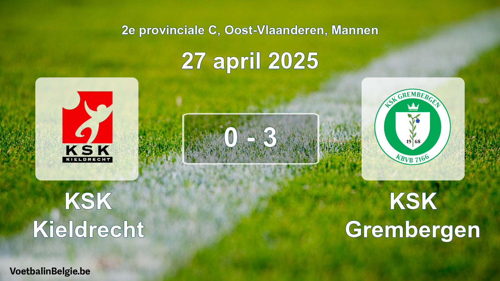Gespeelde wedstrijd mannenvoetbal: KSK Kieldrecht - KSK Grembergen 0 - 3 (27 april 2025)