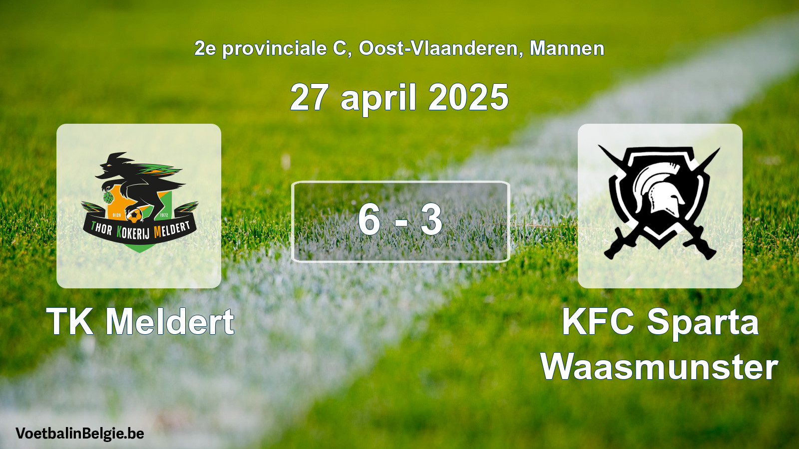 Gespeelde wedstrijd mannenvoetbal: TK Meldert - KFC Sparta Waasmunster 6 - 3 (27 april 2025)