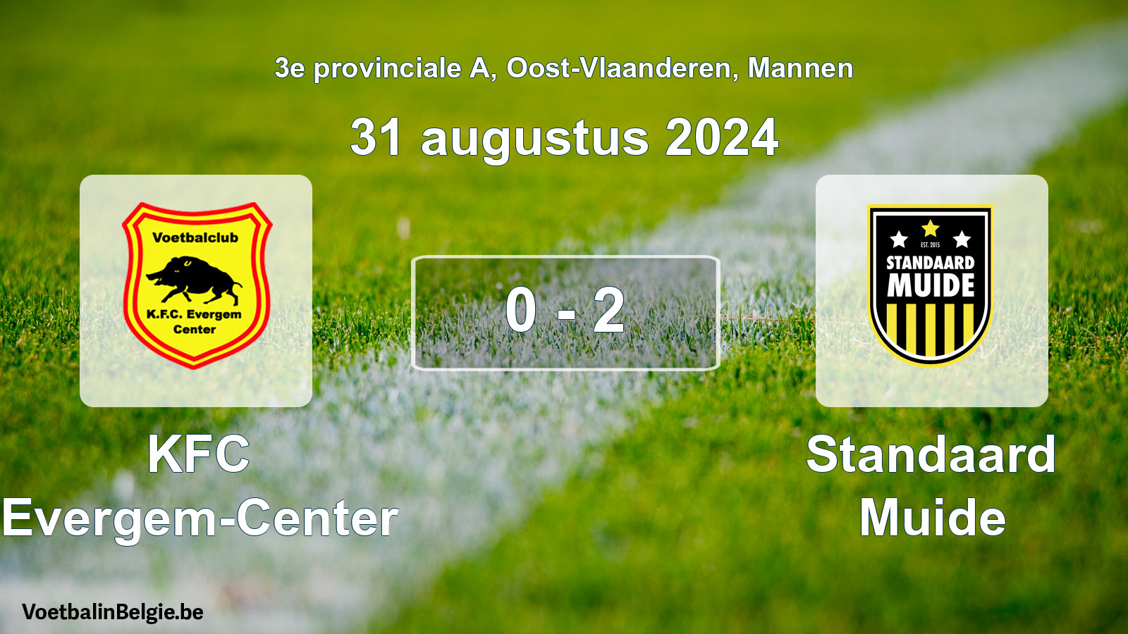 Gespeelde wedstrijd mannenvoetbal: KFC Evergem-Center - Standaard Muide 0 - 2 (31 augustus 2024)