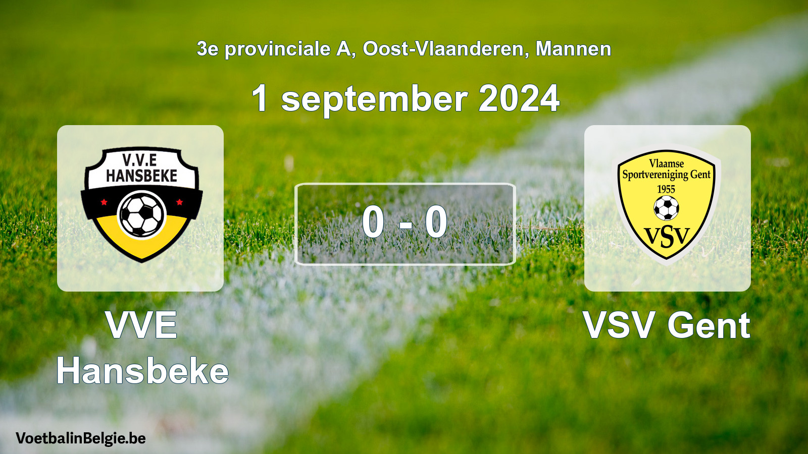Gespeelde wedstrijd mannenvoetbal: VVE Hansbeke - VSV Gent 0 - 0 (1 september 2024)