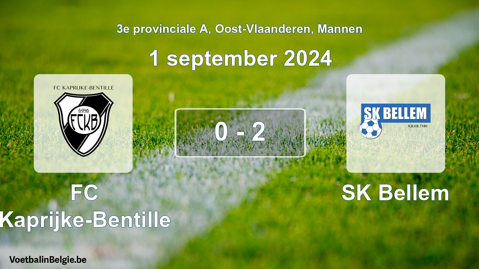 Gespeelde wedstrijd mannenvoetbal: FC Kaprijke-Bentille - SK Bellem 0 - 2 (1 september 2024)