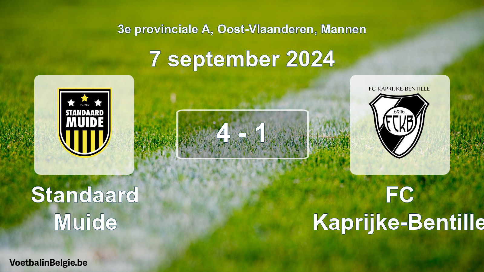 Gespeelde wedstrijd mannenvoetbal: Standaard Muide - FC Kaprijke-Bentille 4 - 1 (7 september 2024)