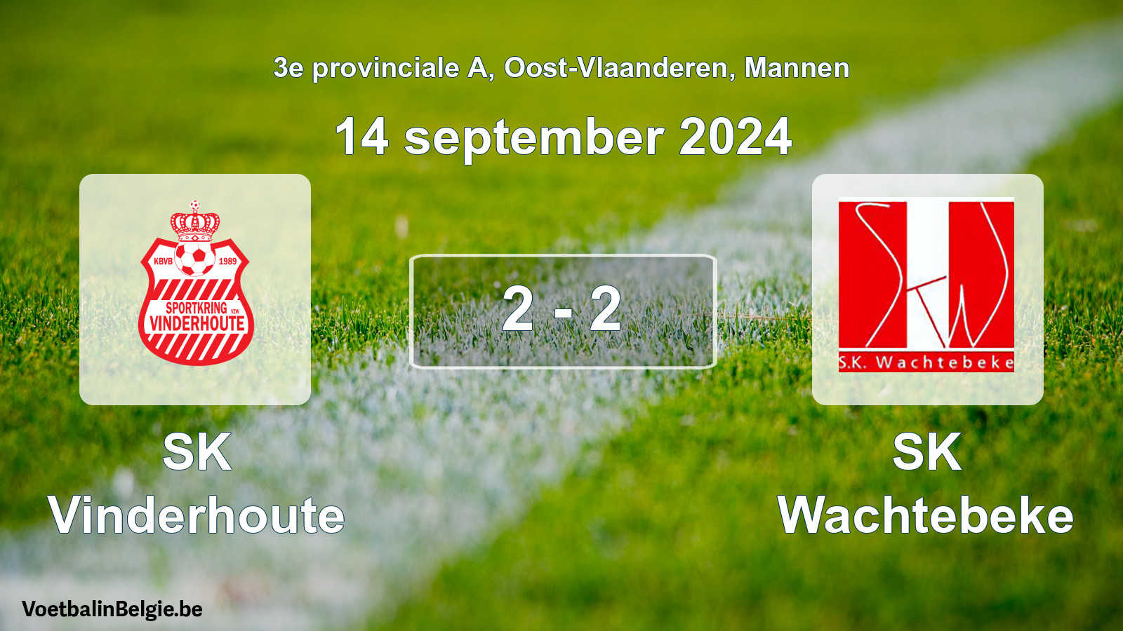 Gespeelde wedstrijd mannenvoetbal: SK Vinderhoute - SK Wachtebeke 2 - 2 (14 september 2024)