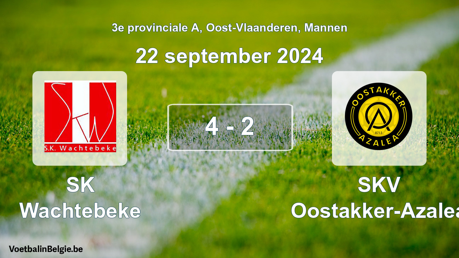 Gespeelde wedstrijd mannenvoetbal: SK Wachtebeke - SKV Oostakker-Azalea 4 - 2 (22 september 2024)