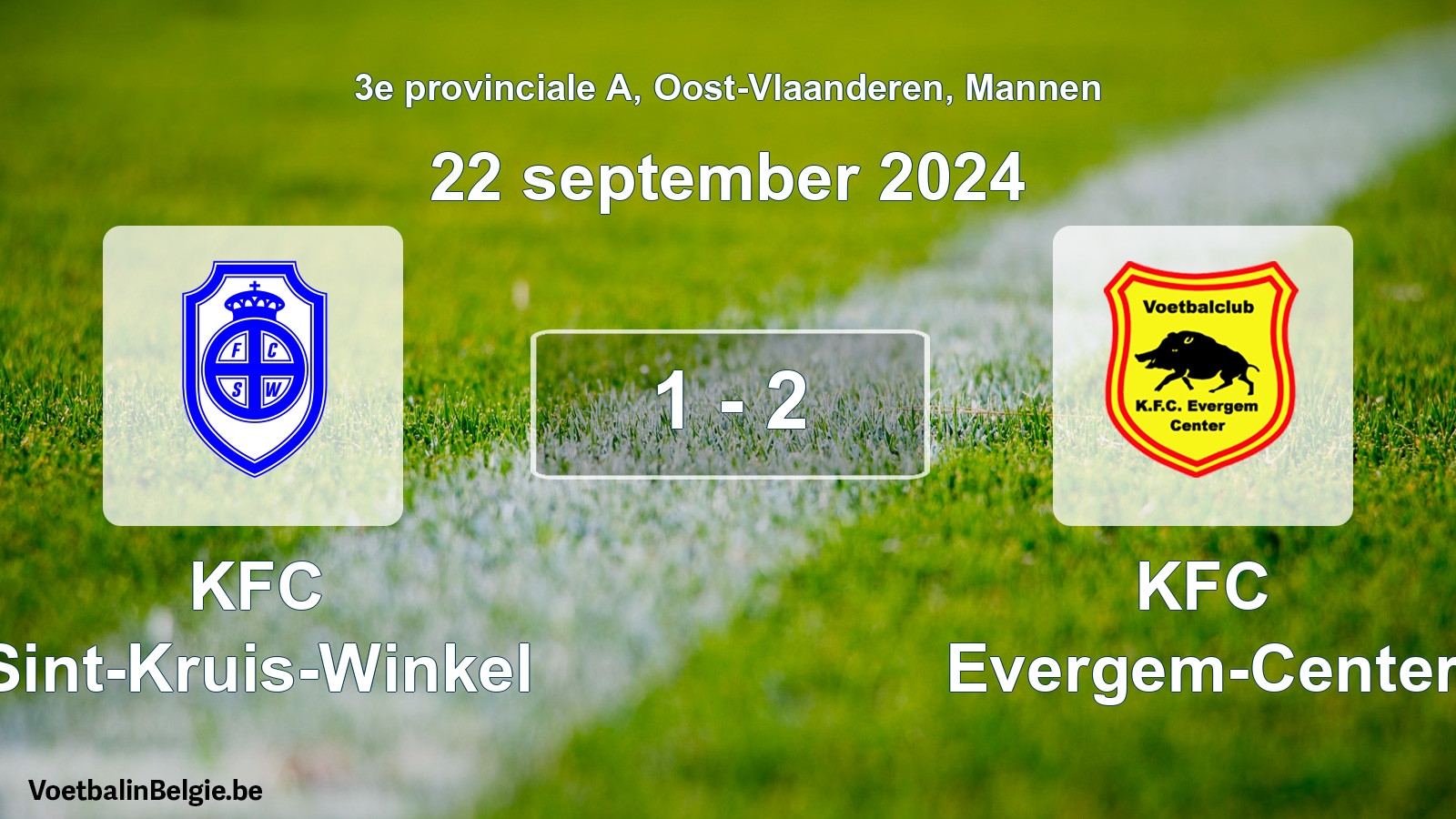 Gespeelde wedstrijd mannenvoetbal: KFC Sint-Kruis-Winkel - KFC Evergem-Center 1 - 2 (22 september 2024)